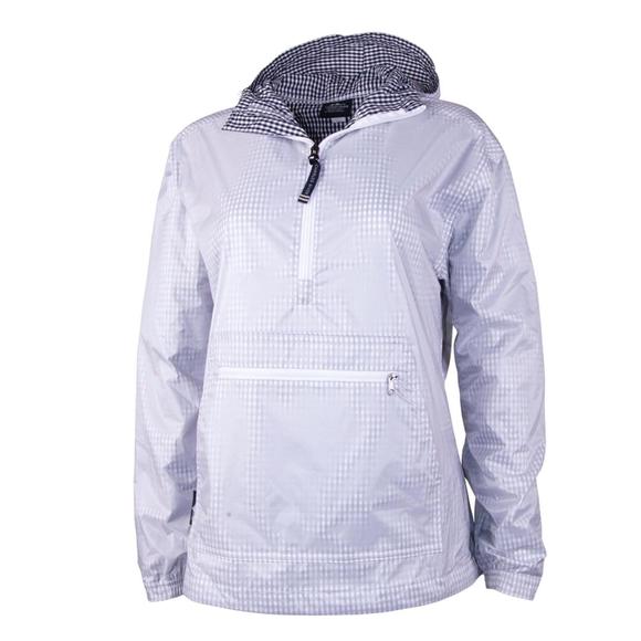 NEW CHARLES RIVER APPAREL kangaroo windbreaker jacket in navy/white gingham - Picture 2 of 3